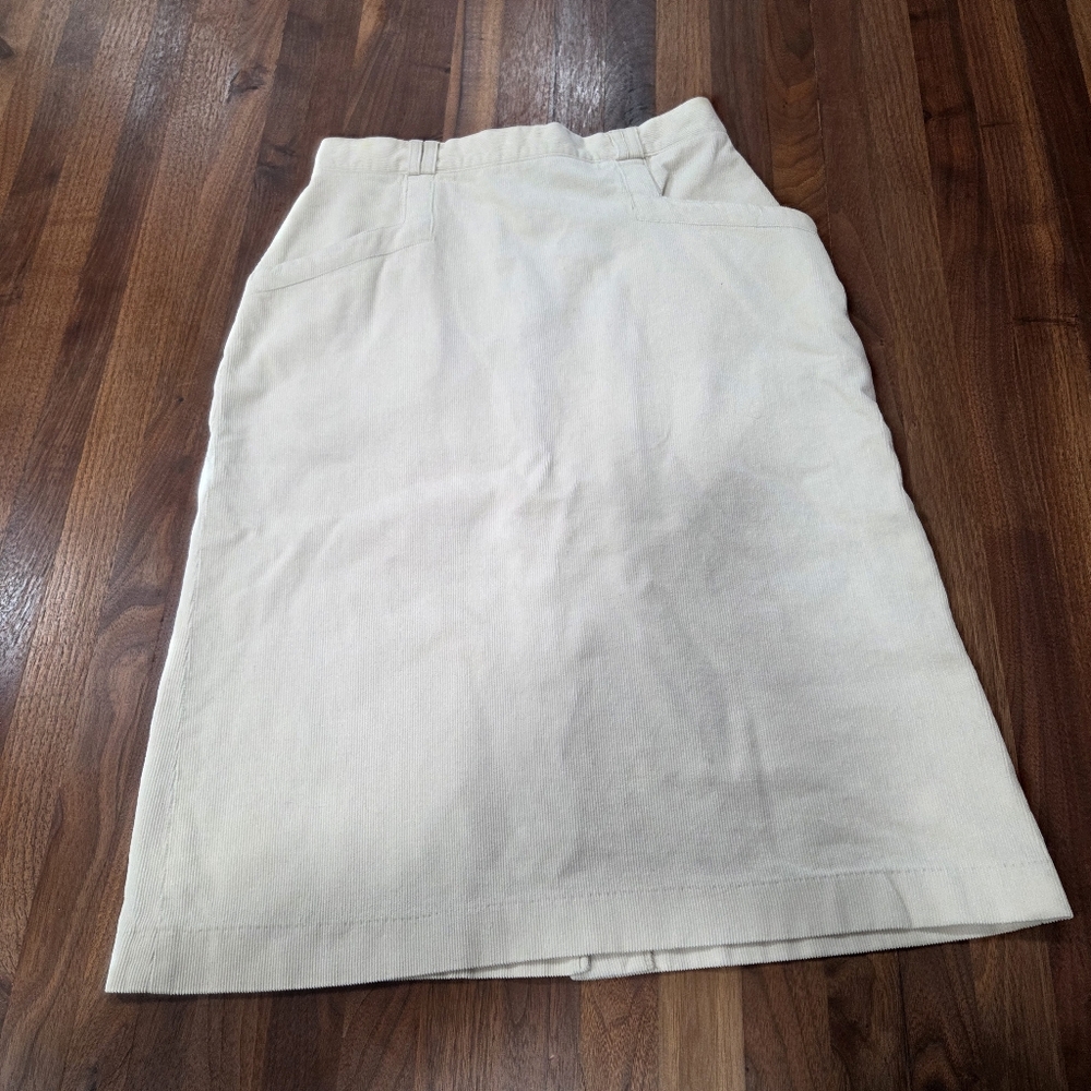 Vintage Corturoy A-line Skirt Cream Collor Back Close Junior Size 11
